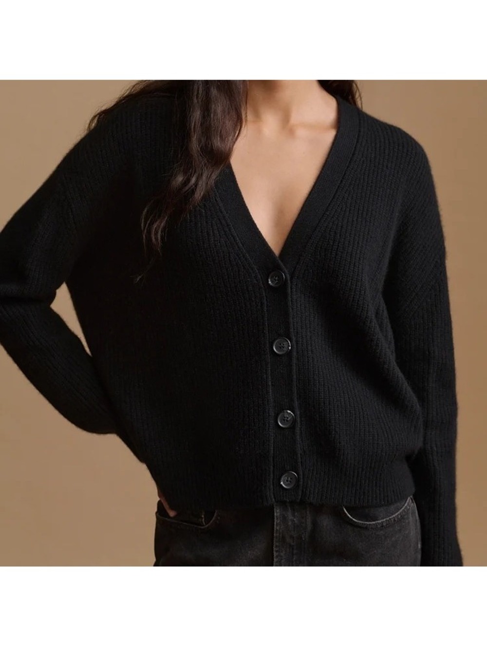 Jenni Kayne Size S Cropped Cashmere Cocoon Cardigan (Black) Brand New